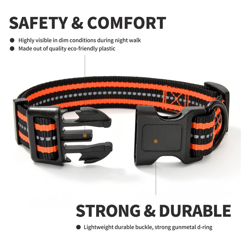 Mile High Life Reflective Dog Collar | Nylon Pet Collars wiith Buckle | Light Weight Puppy Collars | Orange Dog Collars for Large Dogs (Orange, L) - Image 5